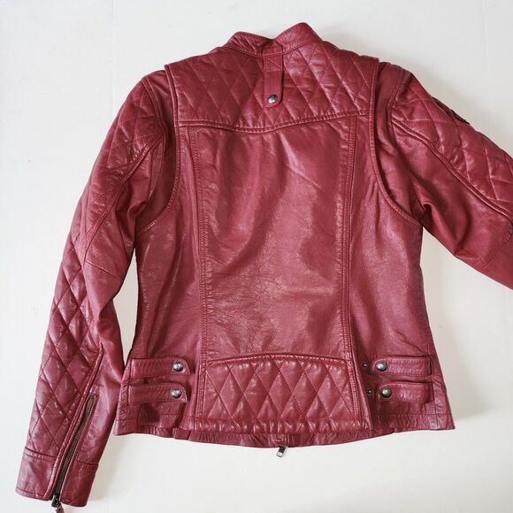 Harley Davidson Burgundy Leather Motorcycle Jacket Size M - Picture 2 of 11